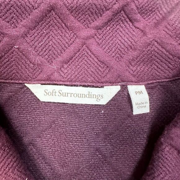 Soft Surroundings Women’s Size Medium Petite Dorothy Jacquard Top Merlot - Picture 2 of 6